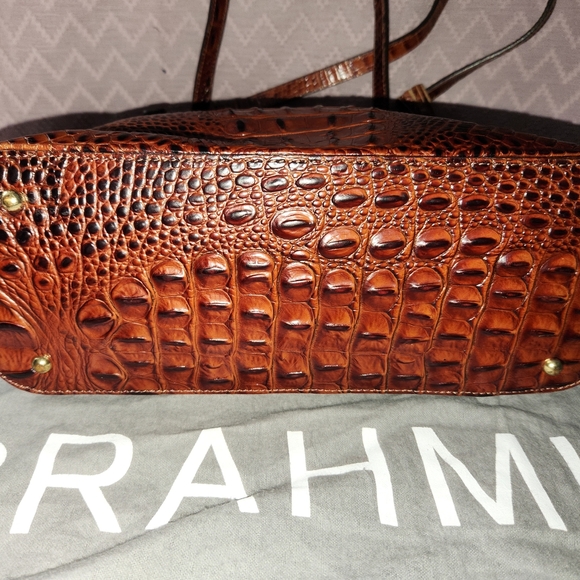 Brahmin Brown Crocodile Embossed Women's Medium Tote Bag - Picture 4 of 11